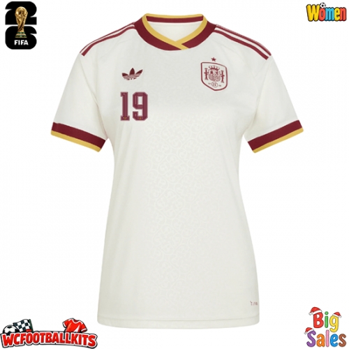 Spain Lamine Yamal #19 Replica Away Stadium Shirt for Women World Cup 2026 Short Sleeve